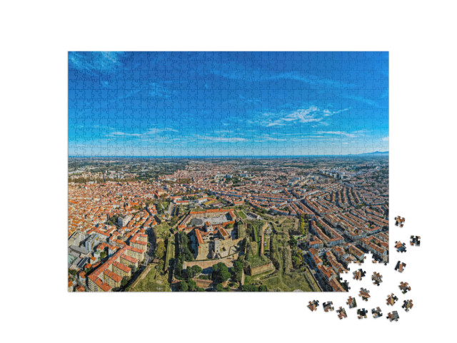 Puzzle de 1000 pièces « Vue aérienne de la ville de Perpignan en France »