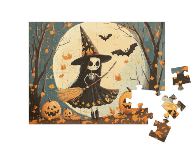 Puzzle de 48 pièces « Marthe la sorcière au clair de lune »