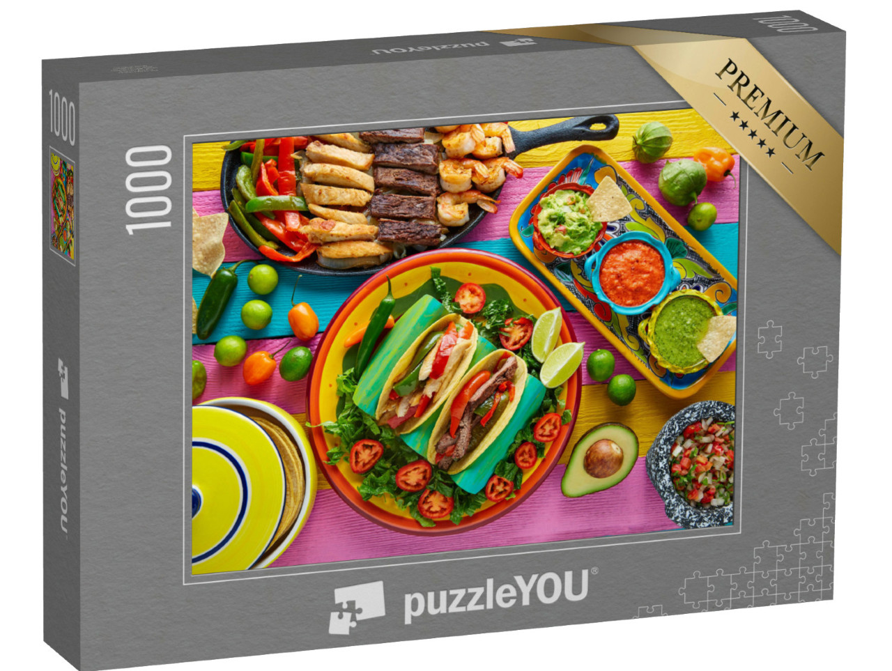 Puzzle de 1000 pièces « Tacos de fajitas mexicaines au poulet et au bœuf »