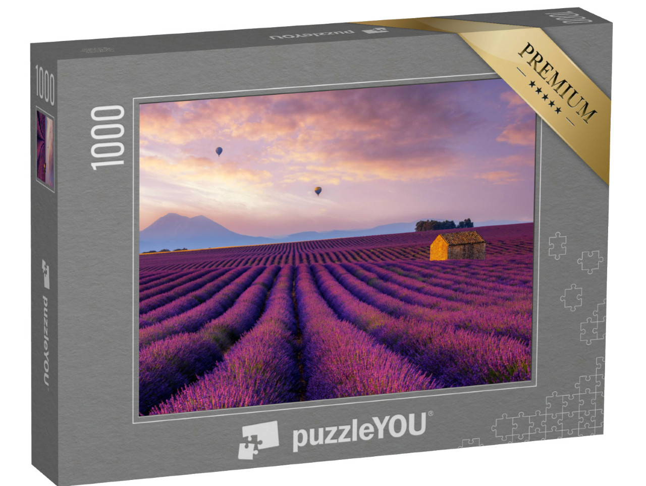Puzzle de 1000 pièces « Montgolfière au-dessus des champs de lavande »