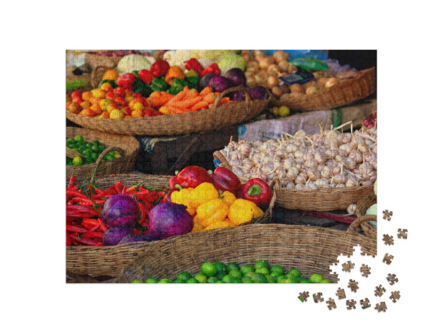 Puzzle de 1000 pièces « Légumes sur le marché de Siem Reap, Cambodge »