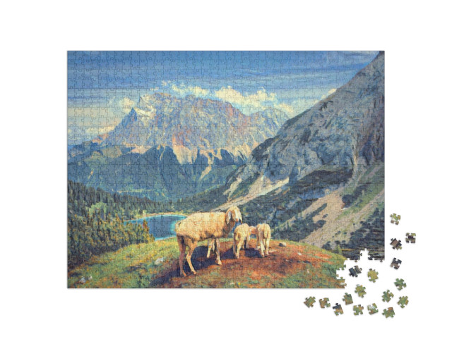 Puzzle de 1000 pièces « dans le style de Paul-Cezanne - Seebensee et Coburger Hütte - Collection de puzzles Artistes & Tableaux »