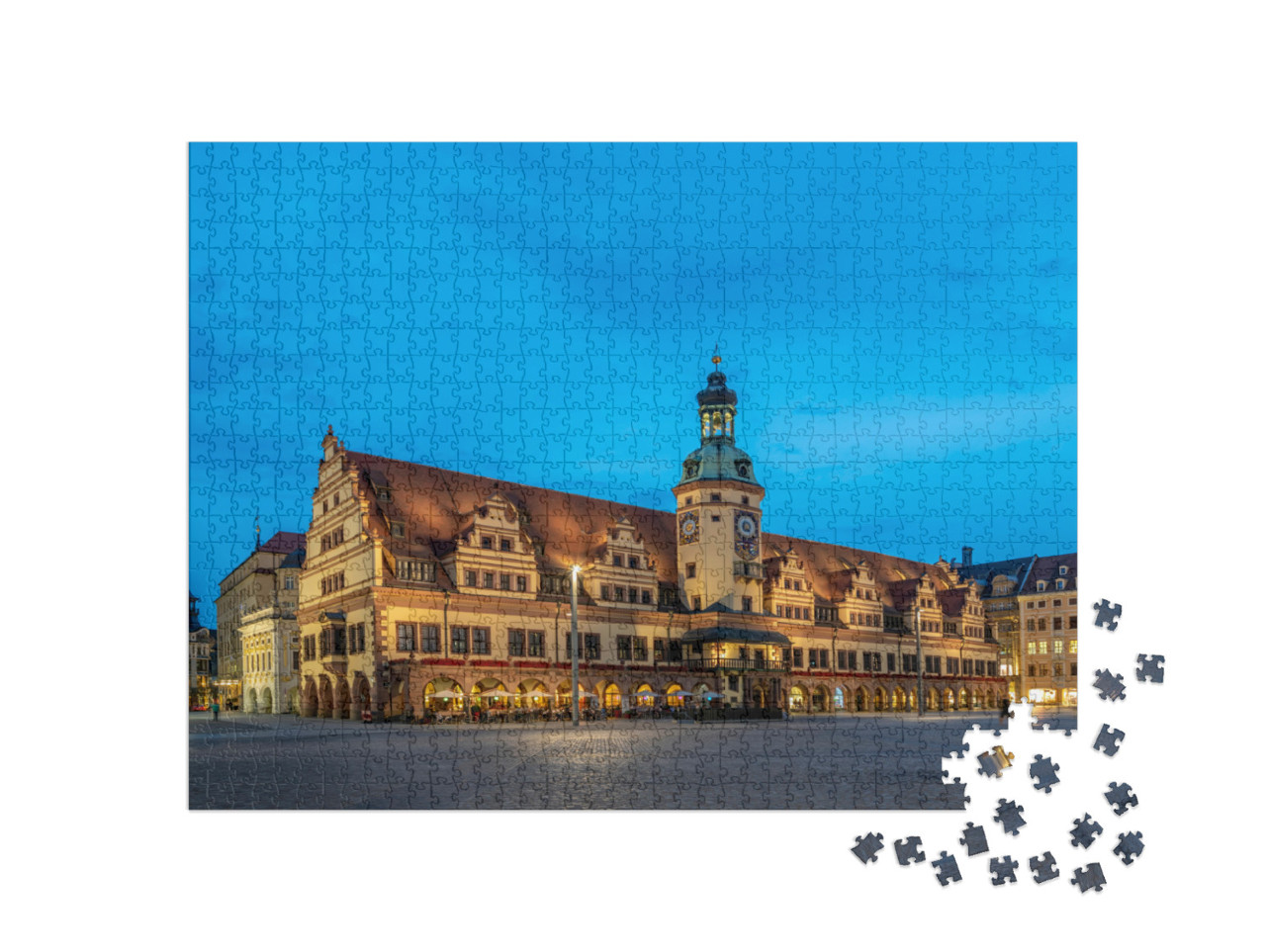 Puzzle de 1000 pièces « Altes Rathaus à l'heure bleue, Leipzig, Allemagne »