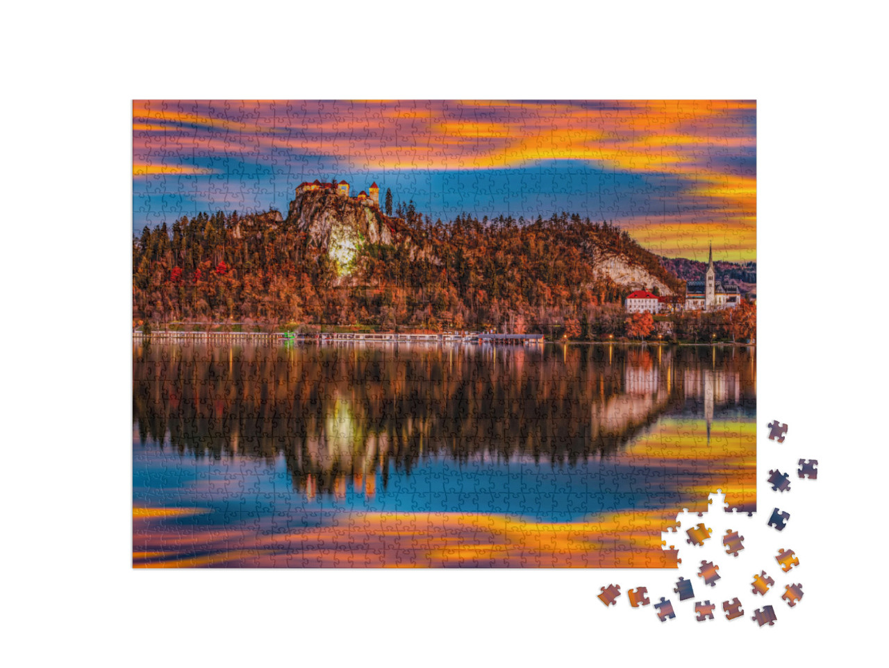 Puzzle de 1000 pièces « Un lac slovène en automne »