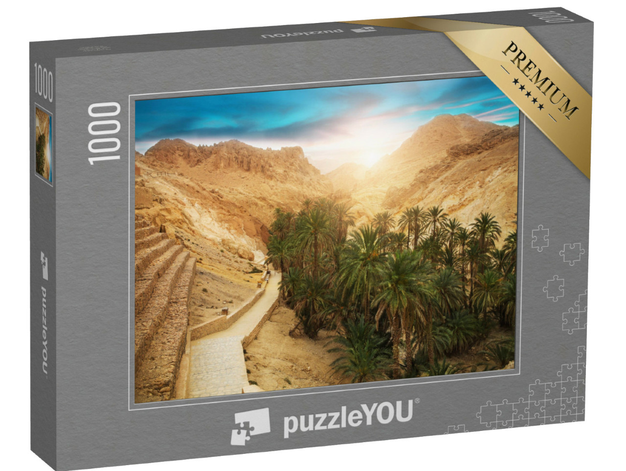 Puzzle de 1000 pièces « Vue sur la montagne de l'oasis de Chebika, désert du Sahara, Tunisie, Afrique »