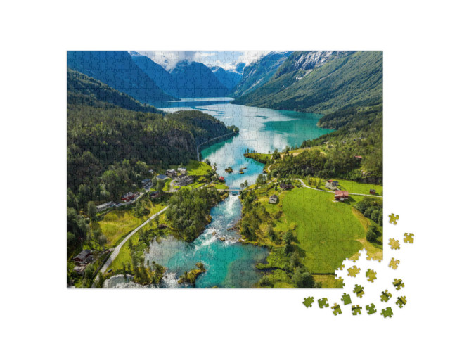 Puzzle de 1000 pièces « Le lac Lovatnet dans la vallée de Lodal, Norvège »