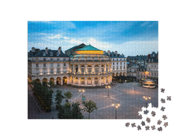 Puzzle de 1000 pièces « Belle vue sur la place devant l'Opéra de Rennes, Bretagne, France. »