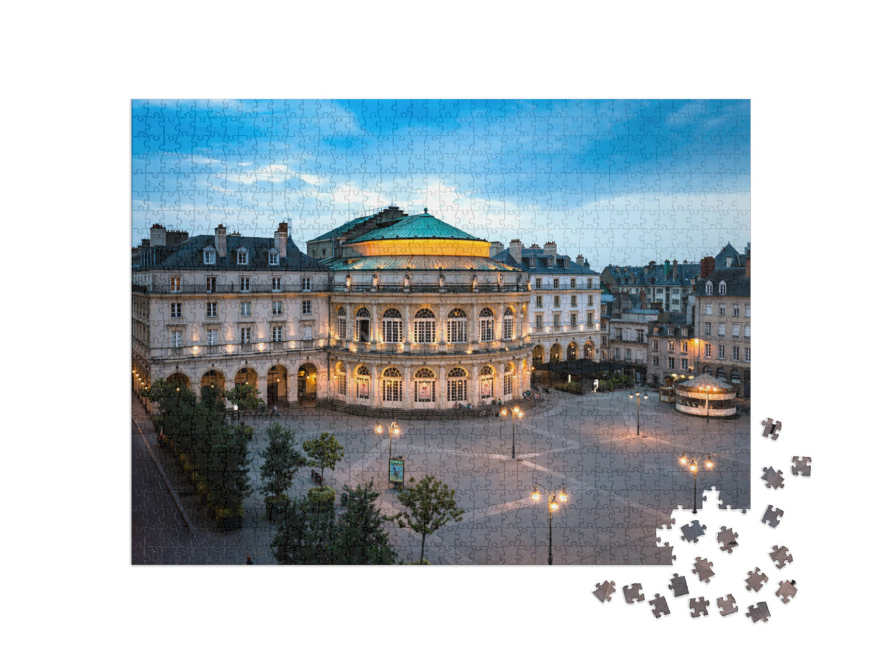 Puzzle de 1000 pièces « Belle vue sur la place devant l'Opéra de Rennes, Bretagne, France. »