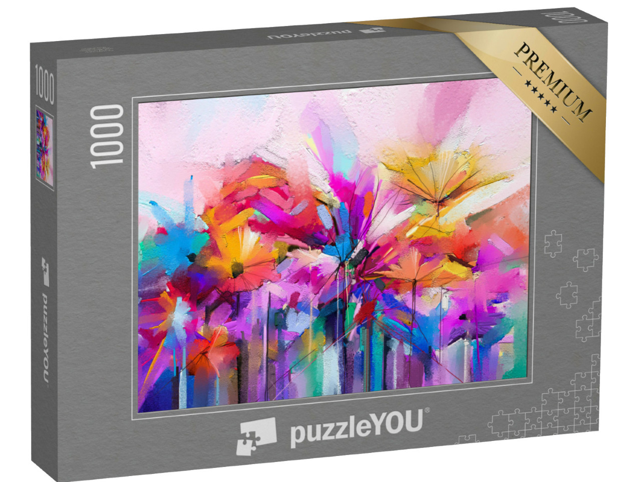 Puzzle de 1000 pièces « Fleur de printemps abstraite peinte au pinceau sur toile »
