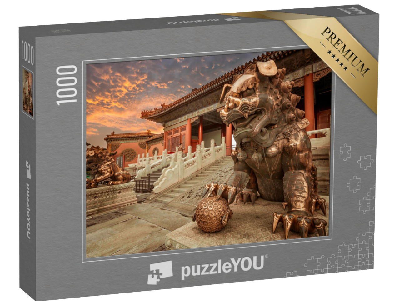 Puzzle de 1000 pièces « Le lion de bronze de la Cité interdite, Pékin, Chine »