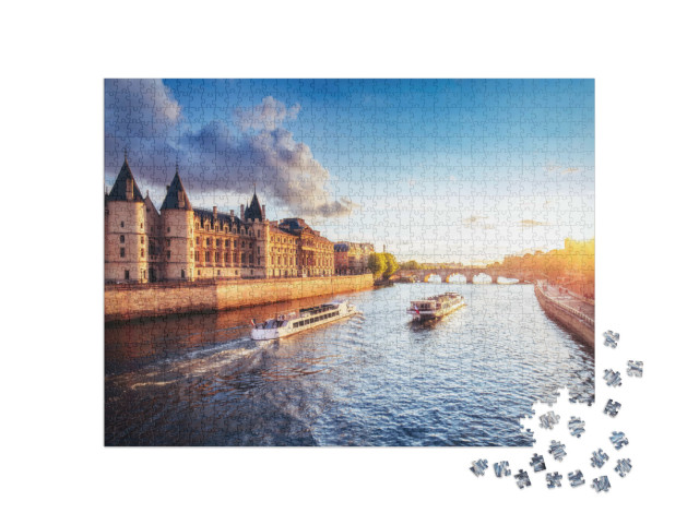 Puzzle de 1000 pièces « Coucher de soleil sur l'Île de la Cité à Paris »