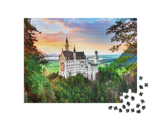 Puzzle de 1000 pièces « Neuschwanstein, château de conte de fées près de Füssen en Bavière »
