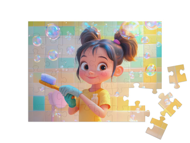 Puzzle de 48 pièces « Nettoyage de printemps avec des bulles de savon »