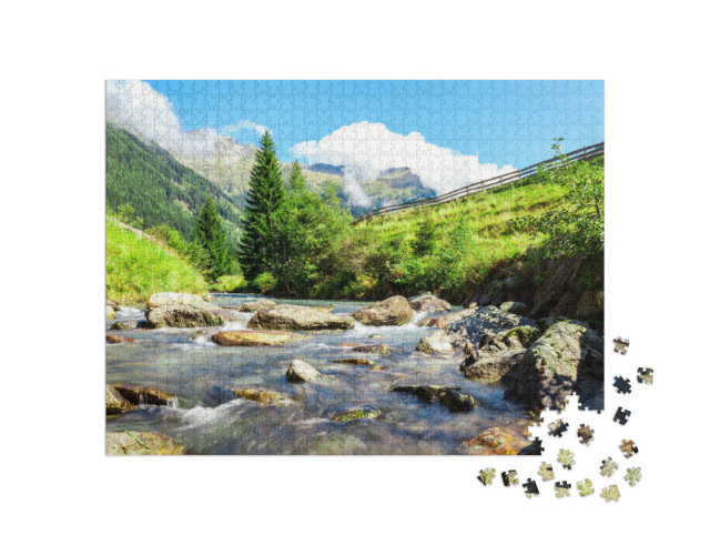 Puzzle de 1000 pièces « Ruisseau dans les montagnes du parc national Hohe Tauern »