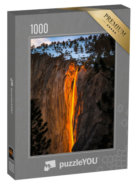 Puzzle de 1000 pièces « Chute de feu de Yosemite au coucher du soleil, Californie, États-Unis »