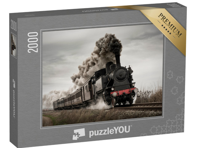 Puzzle de 2000 pièces « Train à vapeur oldtimer avec vieille locomotive et vieux wagons »
