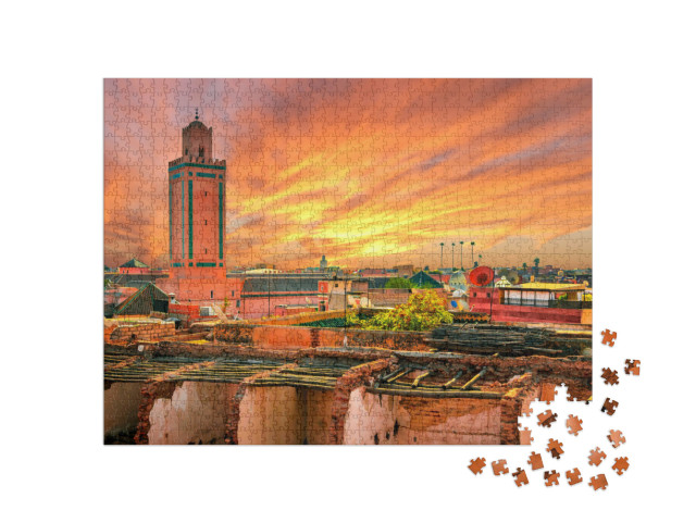 Puzzle de 1000 pièces « Coucher de soleil sur Marrakech, Maroc »
