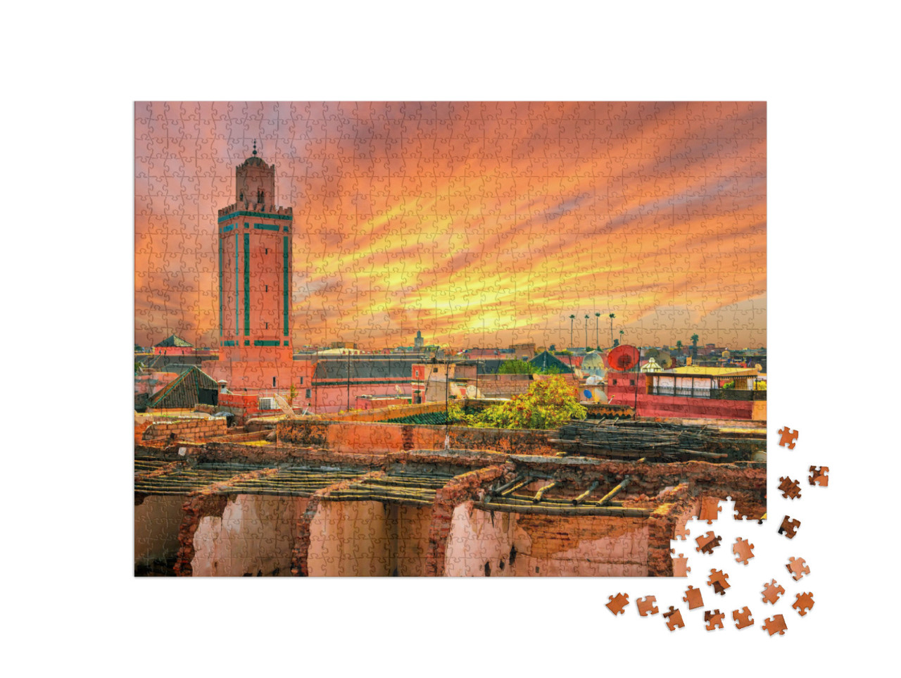 Puzzle de 1000 pièces « Coucher de soleil sur Marrakech, Maroc »