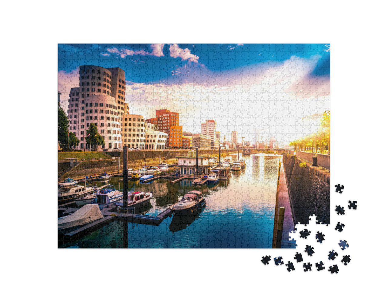 Puzzle de 1000 pièces « Le port des médias sur le Rhin à Düsseldorf »