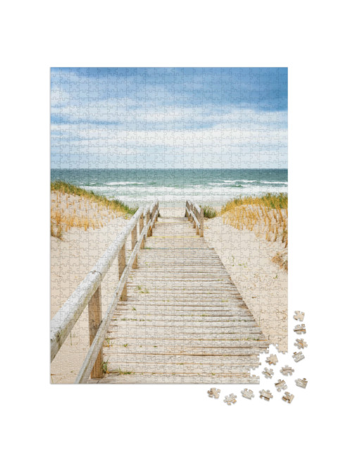 Puzzle de 1000 pièces « Chemin piétonnier sur une dune à Sylt, Frise du Nord »
