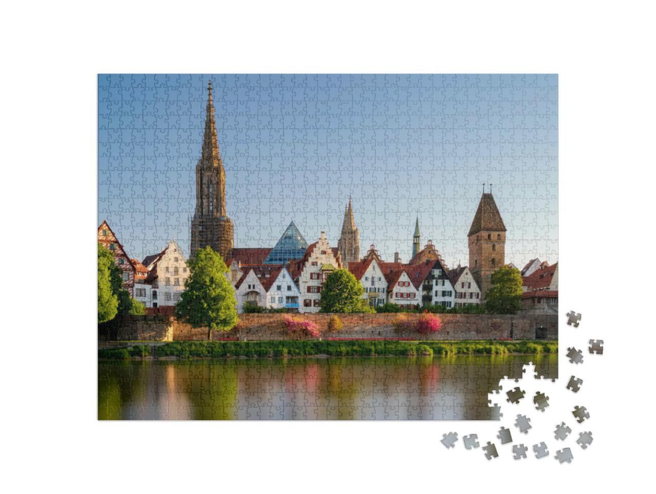 Puzzle de 1000 pièces « Vue de Neu-Ulm sur Ulm sur le Danube »