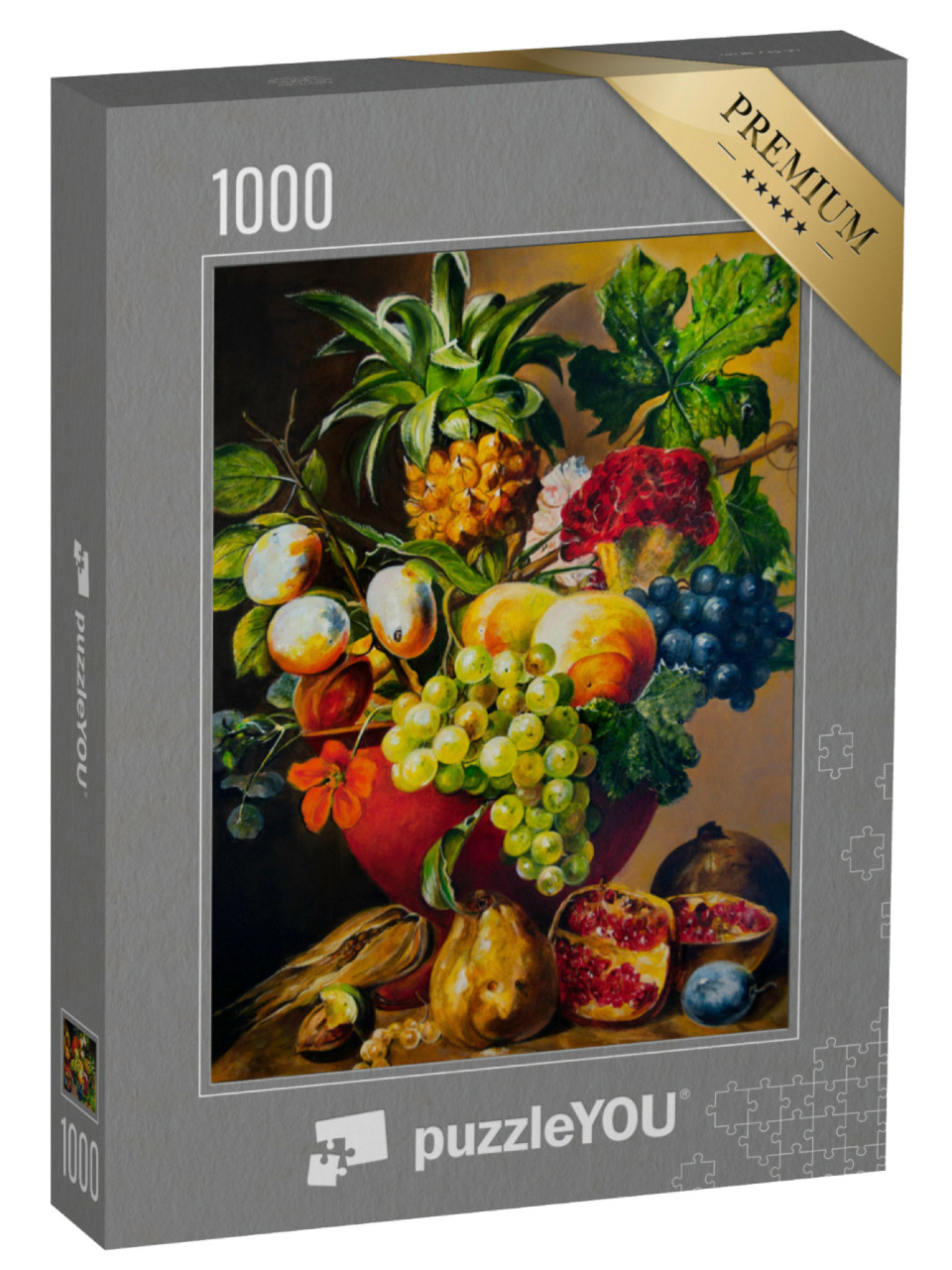 Puzzle de 1000 pièces « Nature morte à l'ananas, à la grenade et au raisin »