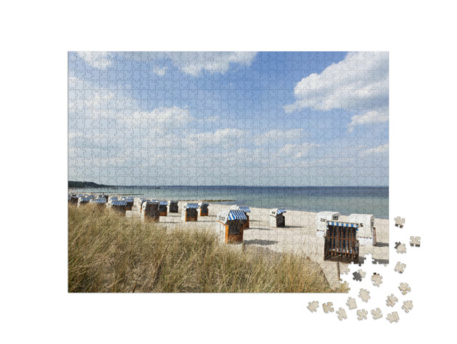 Puzzle de 1000 pièces « Chaises de plage à Timmendorfer Strand, côte de la mer Baltique »
