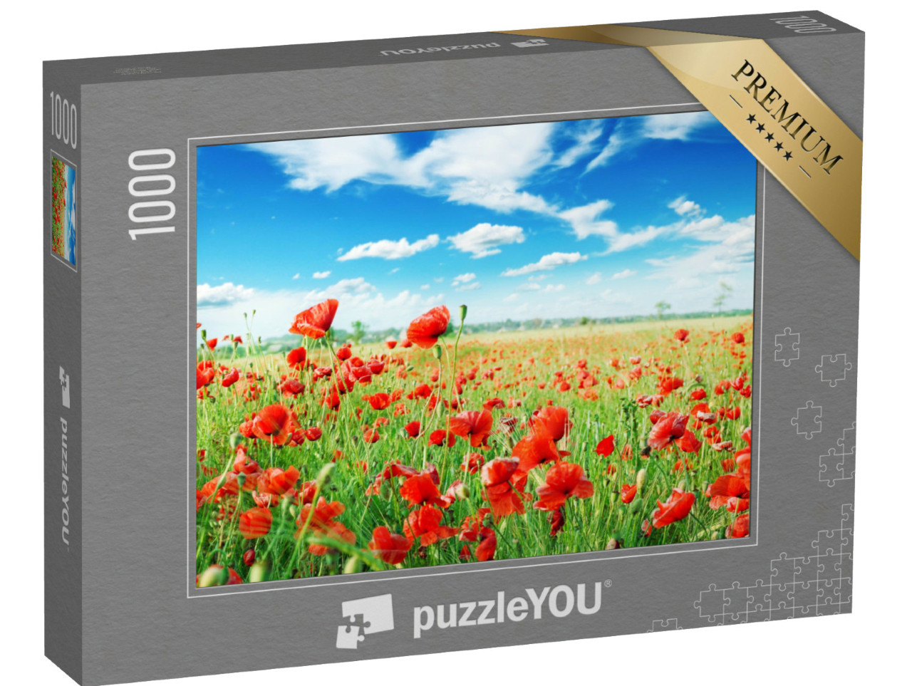Puzzle de 1000 pièces « Des coquelicots dans un pré vert »
