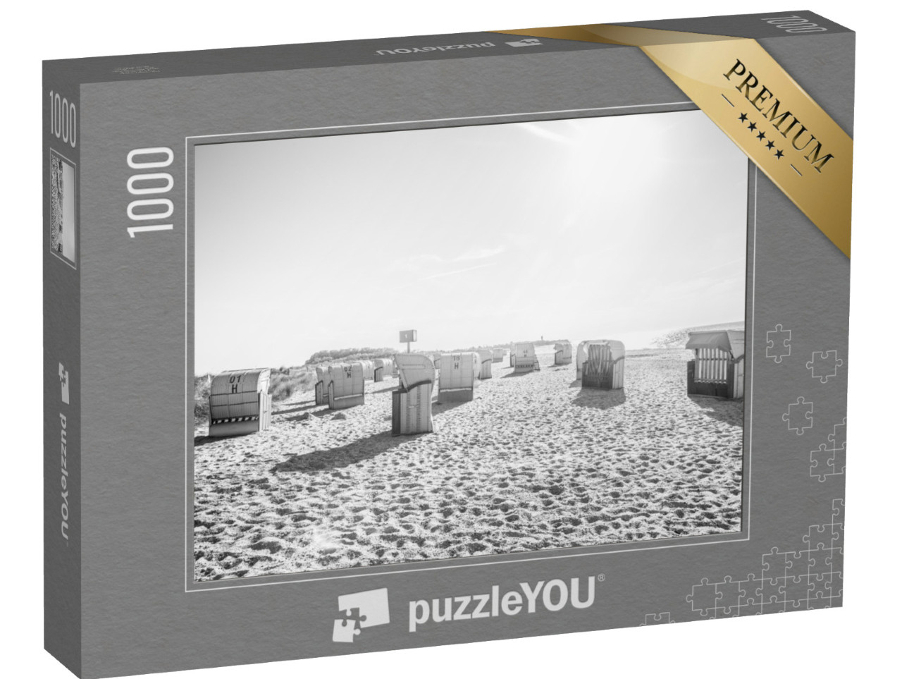 Puzzle de 1000 pièces « Chaises de plage sur la plage de la mer Baltique au soleil »