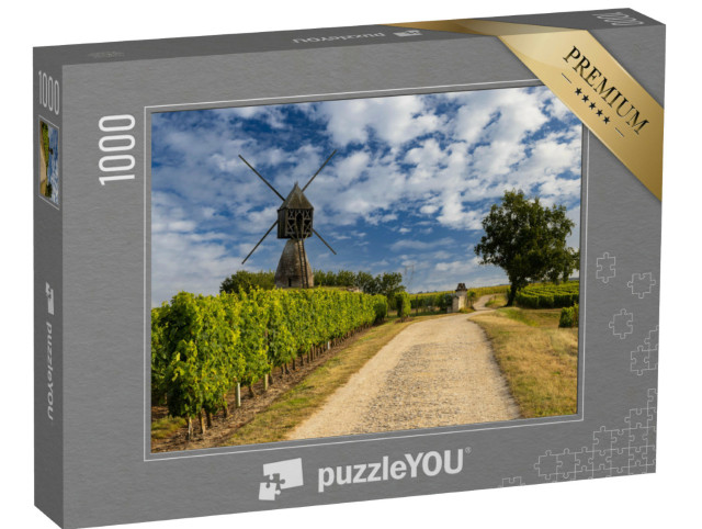 Puzzle de 1000 pièces « Moulin à vent de La Tranchee et vignoble près de Montsoreau, Pays de la Loire, France »