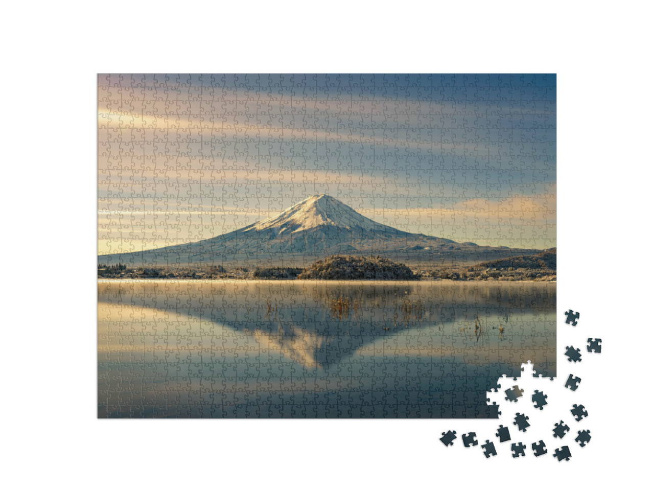 Puzzle de 1000 pièces « Reflet du mont Fuji dans l'eau, automne au Japon »