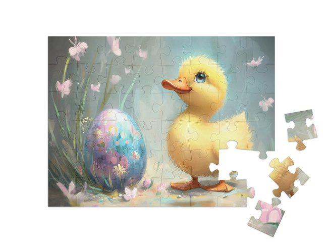 Puzzle de 48 pièces « Le caneton a trouvé un œuf de Pâques »