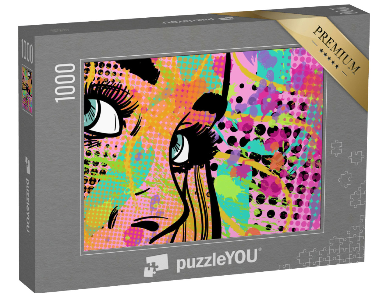 Puzzle de 1000 pièces « Style pop art avec la dame abstraite »