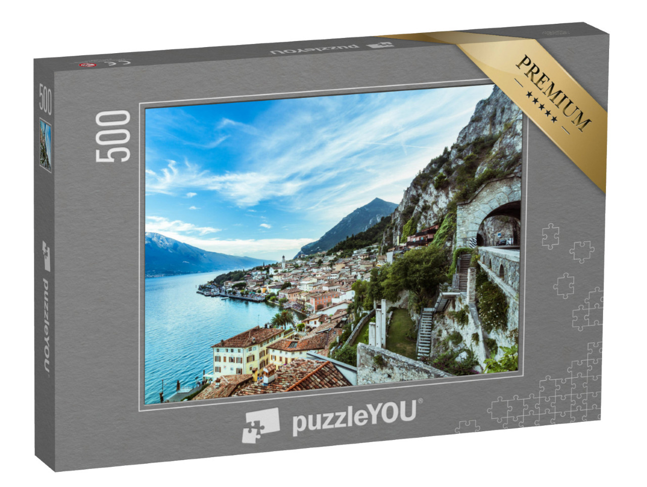 Puzzle de 500 pièces « Magnifique panorama de Limone sul Garda sur le lac de Garde »