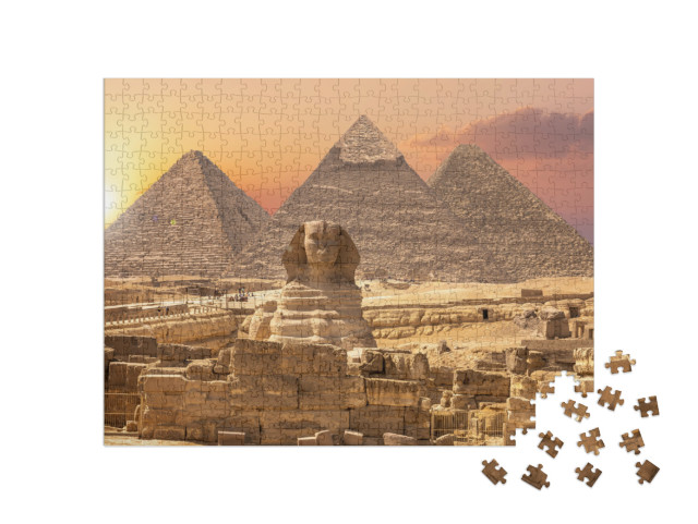 Puzzle de 500 pièces « Merveilles du monde d'Egypte : Pyramides avec Sphinx, Gizeh »