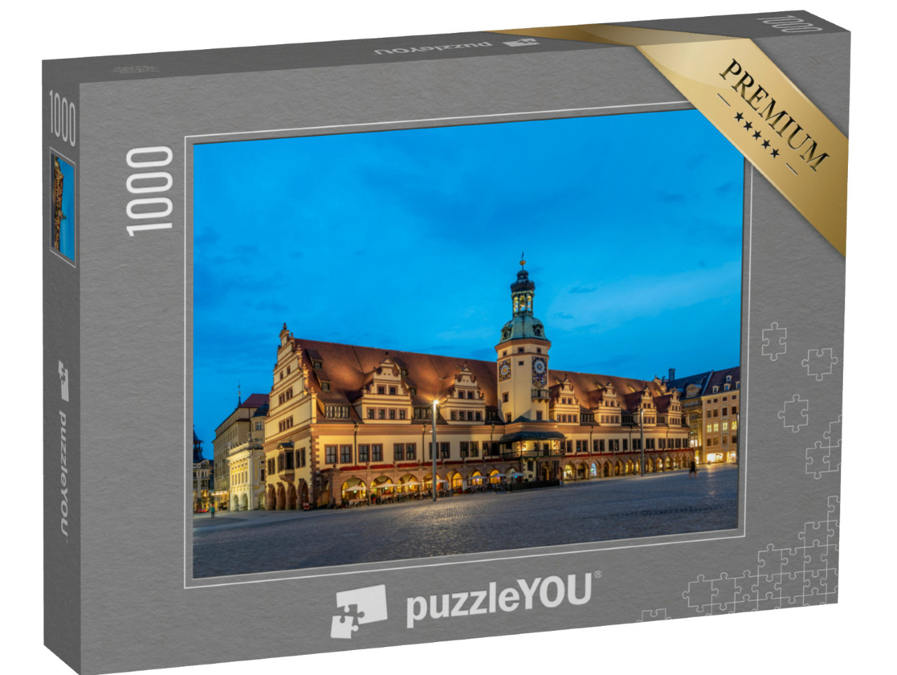 Puzzle de 1000 pièces « Altes Rathaus à l'heure bleue, Leipzig, Allemagne »