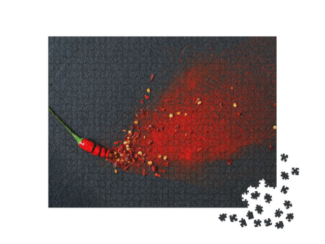Puzzle de 1000 pièces « Piment, flocons de poivron rouge et poudre de chili »