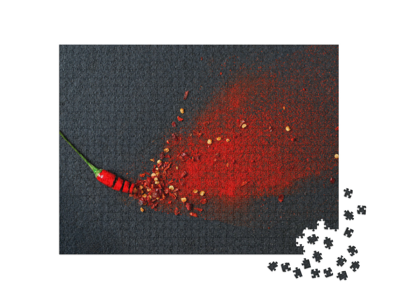 Puzzle de 1000 pièces « Piment, flocons de poivron rouge et poudre de chili »