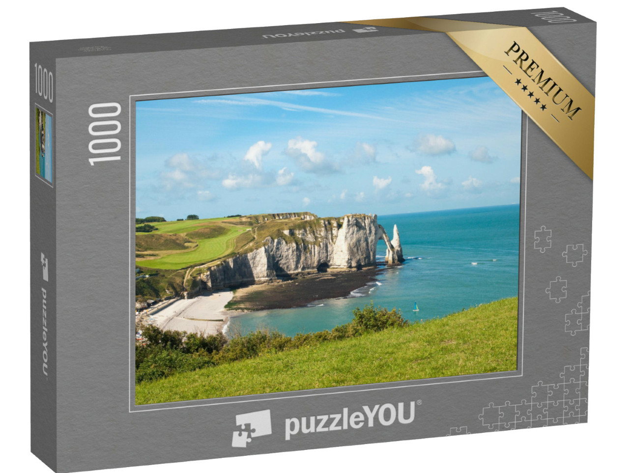 Puzzle de 1000 pièces « Plage avec falaise de Falaise d'Aval. Normandie, Côte d'Albatre, France. »