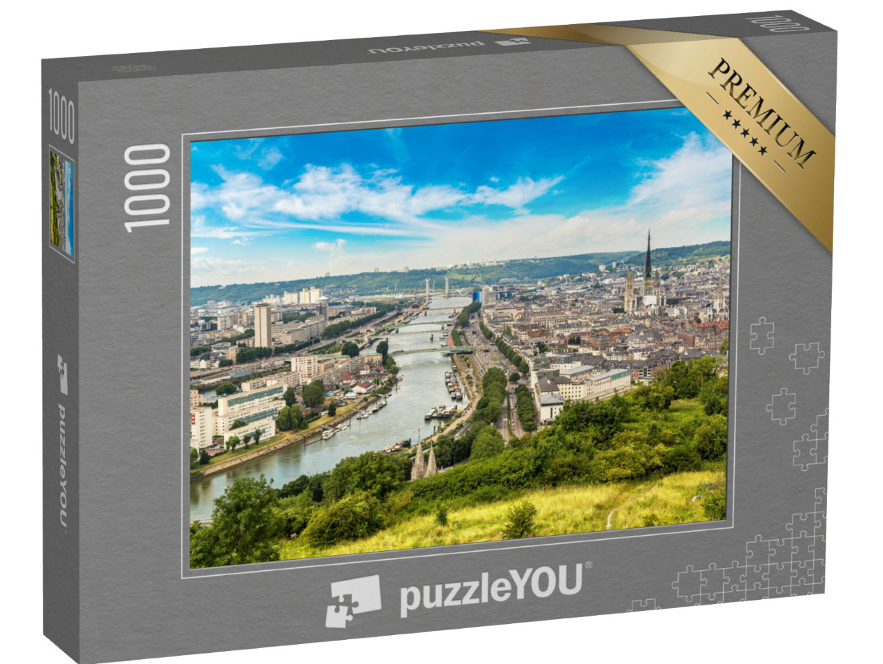 Puzzle de 1000 pièces « Vue aérienne panoramique de Rouen par une belle journée d'été, France »
