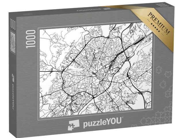Puzzle de 1000 pièces « Plan vectoriel de Limoges en France avec des rues noires isolées sur un fond blanc. »