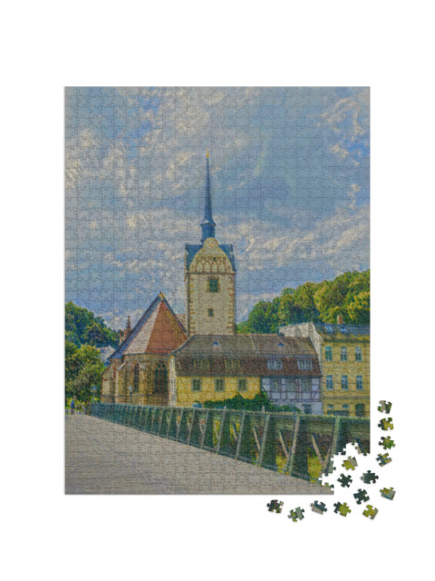 Puzzle de 1000 pièces « dans le style artistique de Claude Monet - Die Marienkirche in Gera »