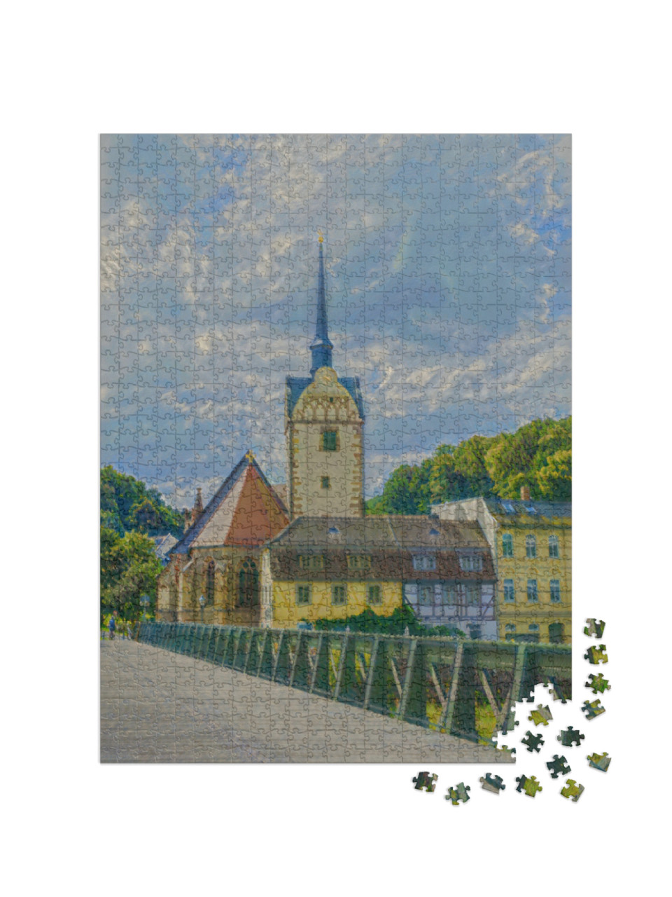 Puzzle de 1000 pièces « dans le style artistique de Claude Monet - Die Marienkirche in Gera »
