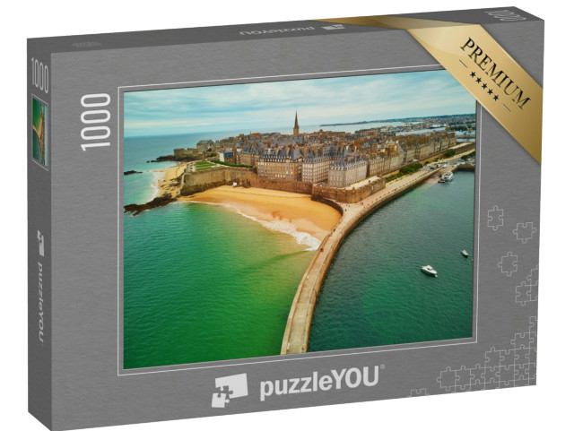 Puzzle de 1000 pièces « Vue panoramique par drone de Saint-Malo Intra-Muros en Bretagne, France »