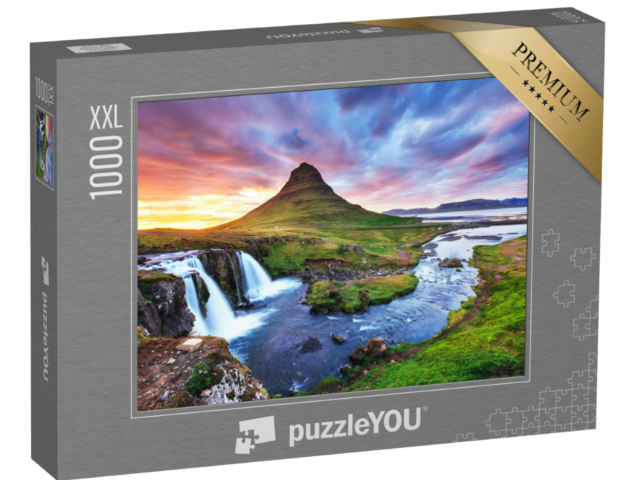 Puzzle 1000 pièces XXL « Coucher de soleil sur le mont Kirkjufell, Islande »