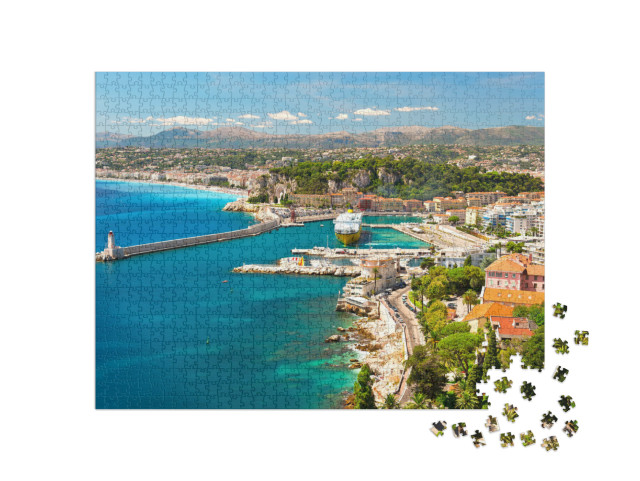 Puzzle de 1000 pièces « Vue sur Nice, station balnéaire méditerranéenne, Cote d'Azur, France »