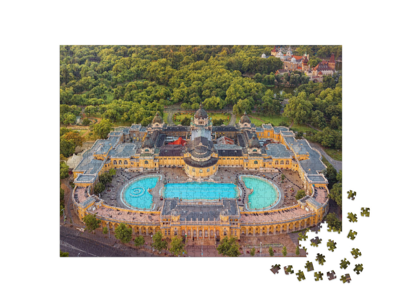 Puzzle de 1000 pièces « Vue aérienne d'un bain thermal à Budapest, Hongrie, Europe »