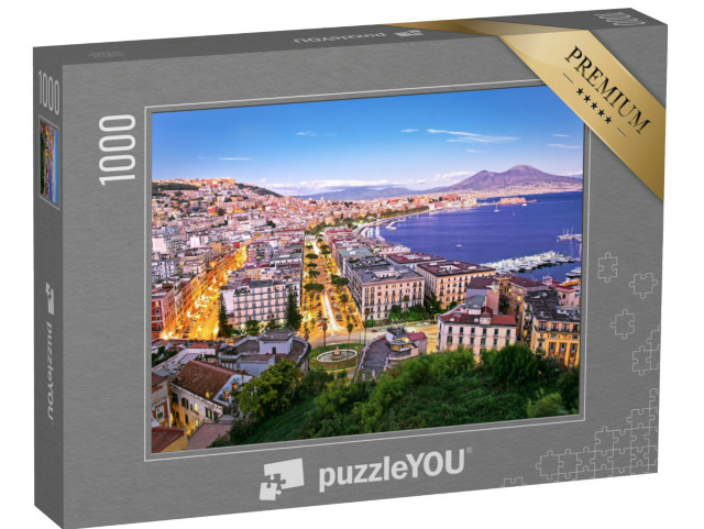 Puzzle de 1000 pièces « Vue panoramique de Naples la nuit, Campanie, Italie »