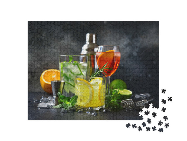 Puzzle de 1000 pièces « Aperol Spritz, Mojito et Lemon Cooler au romarin »