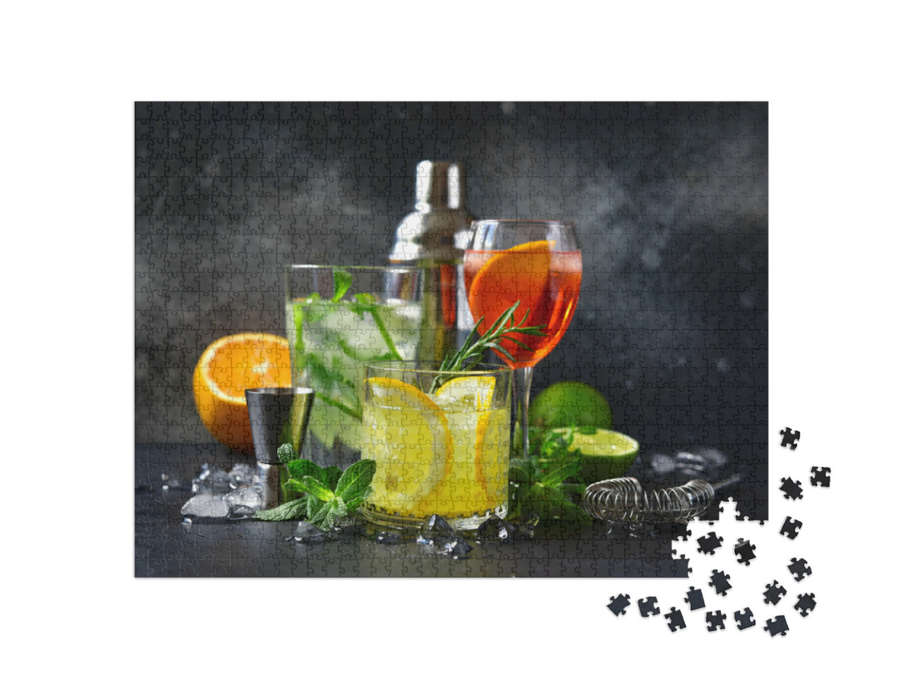 Puzzle de 1000 pièces « Aperol Spritz, Mojito et Lemon Cooler au romarin »